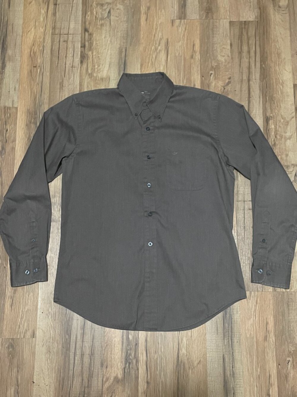 Dockers Men's Brown Olive Button Down Shirt Medium Cotton Blend
